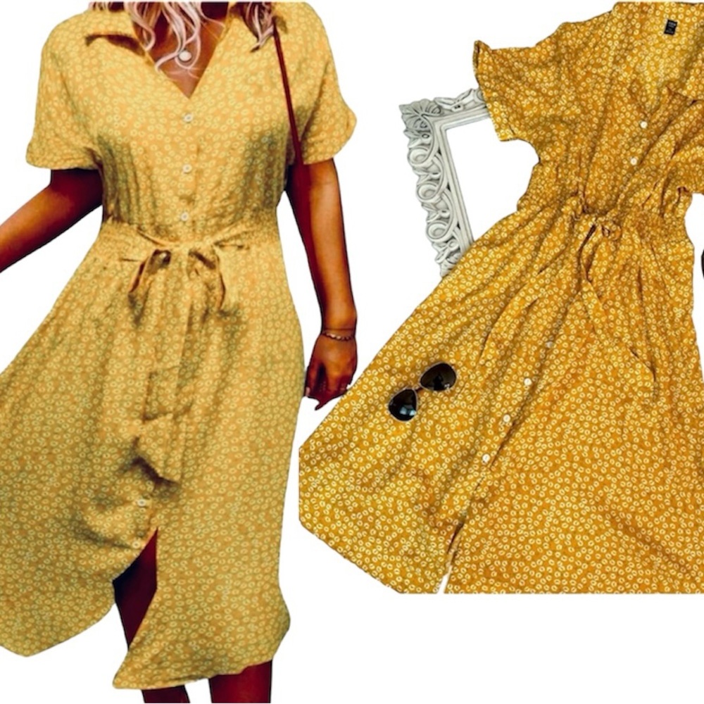 🌸3/$12 SHEIN dress size 1X, yellow floral perfect conditions
